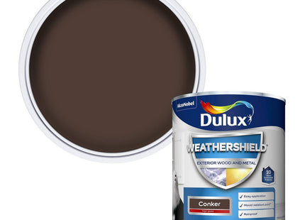 Dulux Weather Shield Exterior High Gloss Paint, 750ml - Conker