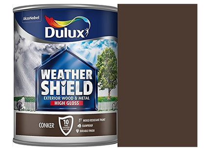 Dulux Weather Shield Exterior High Gloss Paint, 750ml - Conker