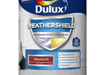 Dulux Weathershield Exterior High Gloss Paint Monarch 750ml