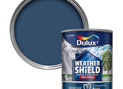 Dulux Weather Shield Exterior High Gloss Paint, 750ml - Oxford Blue