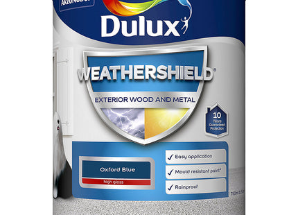 Dulux Weather Shield Exterior High Gloss Paint, 750ml - Oxford Blue