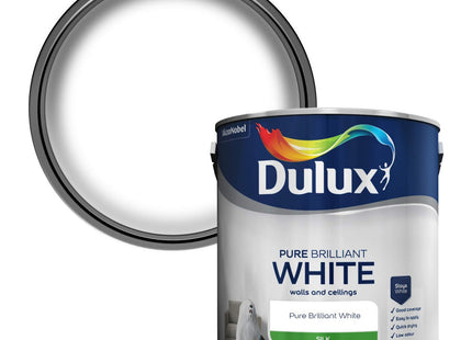 Dulux Silk Emulsion Paint For Walls And Ceilings - Pure Brilliant White 2.5 Litre