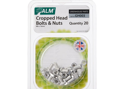 ALM Manufacturing Aluminium Cropped Head Nuts & Bolts (Pack 20) -, Silver GH003