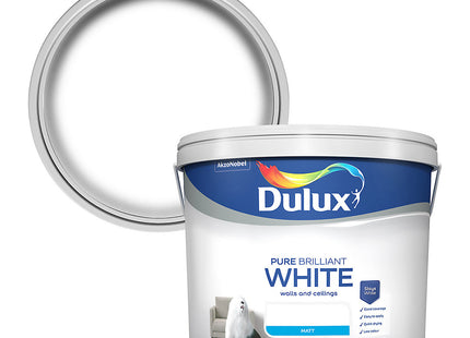 Dulux Matt Emulsion Paint for Walls and Ceilings - Pure Brilliant White 10 Litre