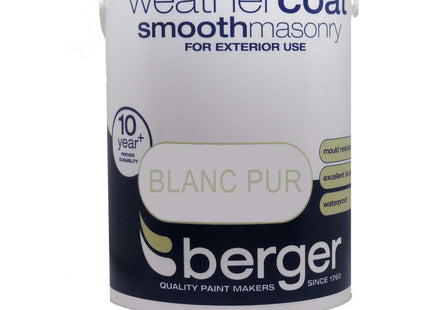Berger Weathercoat Brilliant White Smooth Exterior Paint - 5 Litre