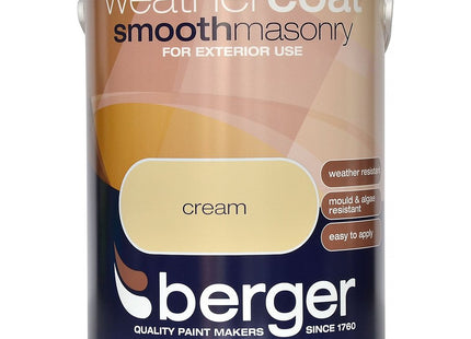Berger Weathercoat Smooth Masonry 5 Litre Magnolia