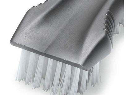 Addis Everyday Essentials Plastic Floor Stiff Scrub Brush with Scrapper, Metallic Silver 319186