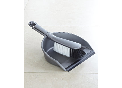 Addis Housewares Dustpan and Stiff Brush Set, Metallic Silver, 5cm 510405