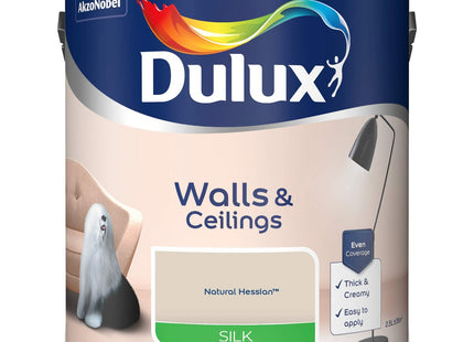 Dulux Silk Emulsion Paint For Walls And Ceilings - Natural Hessian 2.5 Litre