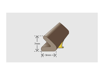Exitex Self Adhesive V Strip Seal 5m Draught Proofing Rubber for Doors and Windows Stops Drafts 3 to 7 mm Gaps - Brown
