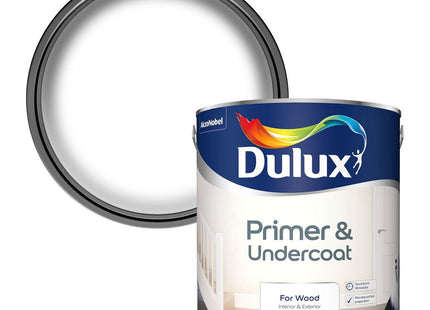 Dulux Primer & Undercoat Paint for Wood - 2.5 Litre, White