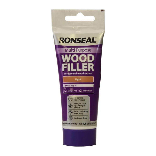 Ronseal 100g Multi-Purpose Wood Filler Tube - Light RSLMPWFL100G