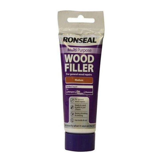 Ronseal 10gg Medium Multi-Purpose Wood Filler Tube RSLMPWFM100G 100g