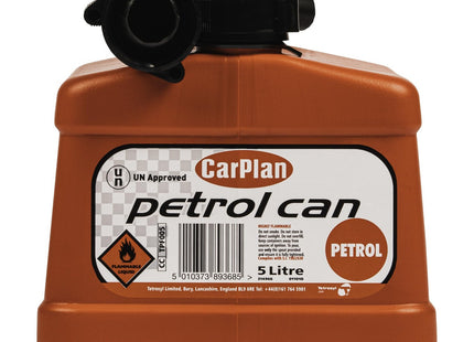 CarPlan Leaded Jerry Petrol Can - Red with Transport Safety Cap and Spout - 5 Litre Capacity