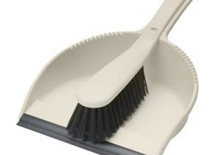 Addis Dustpan And Brush Set In Linen. Stiff, Dirt-trapping Bristles And a Rubber Lip Feature.