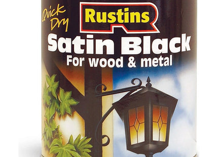 Rustins Quick Drying Satin Black Paint Professional Finish 500ml