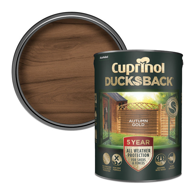 Cuprinol Ducksback Shed & Fence Paint - Autumn Gold - 5 Litre