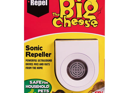 STV The Big Cheese Sonic Mouse & Rat Repeller Plug-In, Humane, Ultrasonic Rodent Pest Deterrent for the Home, Safe for Use Around Cats and Dogs, White