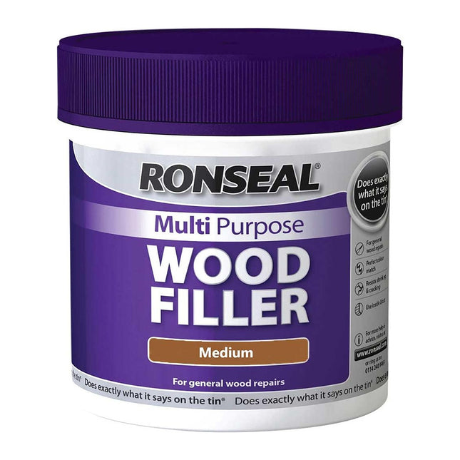Ronseal 465g Medium Multi-Purpose Wood Filler Tub MPWFM465