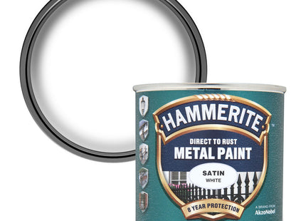 Hammerite Direct to Rust Satin Metal Paint - White - 250ml