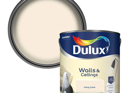 Dulux Silk Emulsion Paint For Walls And Ceilings - Ivory Lace 2.5 Litre