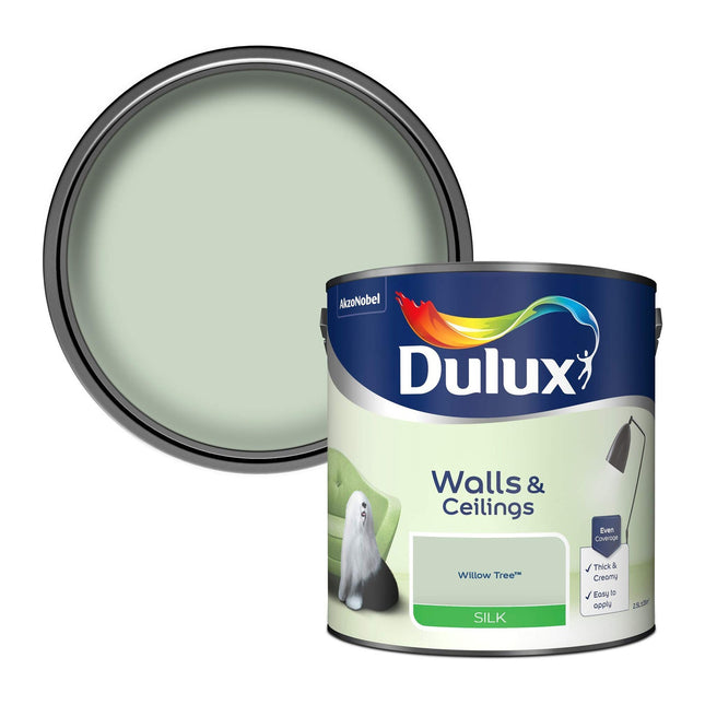 Dulux Silk Emulsion Paint For Walls And Ceilings - Willow Tree 2.5 Litre