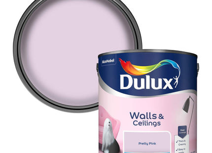 Dulux Matt Emulsion Paint For Walls And Ceilings - Pretty Pink 2.5 Litre 500006