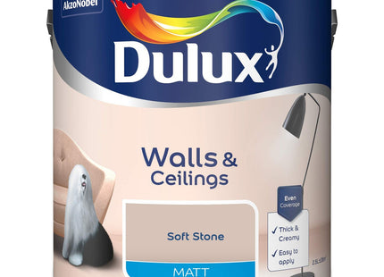 Dulux Matt Emulsion Paint For Walls And Ceilings - Soft Stone 2.5 Litre