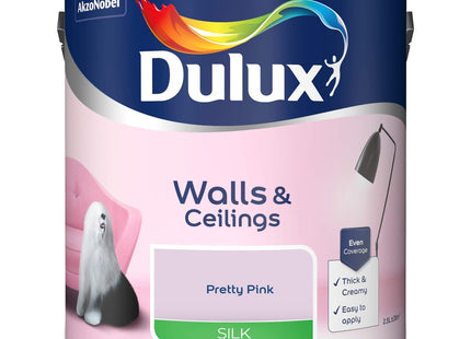 Dulux Silk Emulsion Paint For Walls And Ceilings - Pretty Pink 2.5 Litre