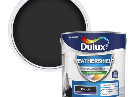 Dulux Weather Shield Quick Dry Satin Paint, 2.5 Litre - Black