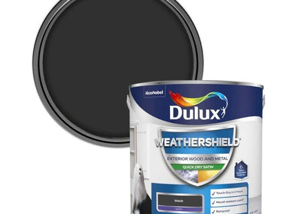Dulux Weather Shield Quick Dry Satin Paint, 750ml - Black
