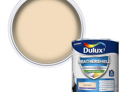 Dulux Weather Shield Quick Dry Satin Paint, 750ml - Celtic Cream