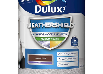Dulux Weather Shield Quick Dry Satin Paint, 750ml - Hazelnut Truffle
