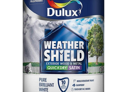 Dulux Weather Shield Quick Dry Satin Paint, 750ml - Pure Brilliant White