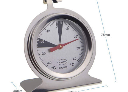 Brannan Dial Fridge Freezer Thermometer Stainless Steel With Recommended Safe Temperature Zones Easy To Hand or Sit on Refrigerator Shelf