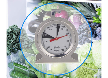 Brannan Dial Fridge Freezer Thermometer Stainless Steel With Recommended Safe Temperature Zones Easy To Hand or Sit on Refrigerator Shelf
