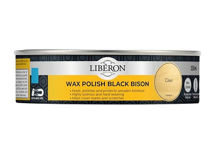 Liberon Wax Polish Black Bison Paste 150ml Clear 126867