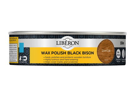 Liberon Wax Polish Black Bison Paste 150ml Dark Oak 126868