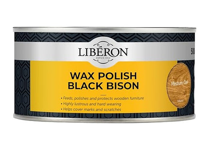 Liberon Wax Polish Black Bison Paste 500ml Medium Oak 500g 126877