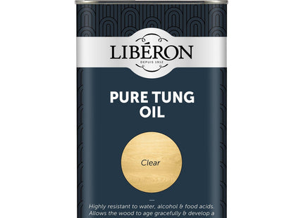 Liberon Pure Tung Oil Premium Natural Waterproof Protection for Wood Worktops & Outdoor Wood 500ml