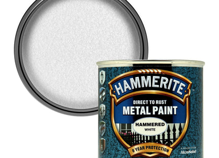 Hammerite Direct to Rust Metal Paint - Hammered White Finish 250ml 5084836