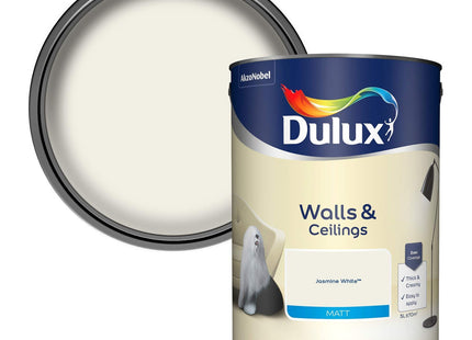 Dulux Matt Emulsion Paint For Walls And Ceilings - Jasmine White 5 Litre