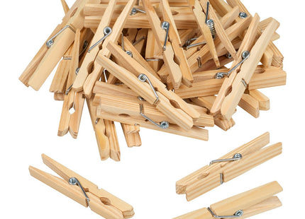 Elliott Traditional Pinewood Clothes Pegs with Contoured Design to Prevent Marking Clothes and Metal Coil Spring for Firm Grip