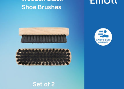 Elliott Wooden Handle Shoe and Boot Brush - Restore Clean and Polish 2 Pack
