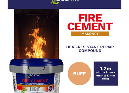 Bostik Fire Cement - Heat Resistant Repair Compound for Fireplaces, Flues & Stoves - Buff Colour - Ready Mixed - Up to 1400�C - 1kg Tub