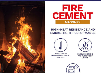 Bostik Fire Cement - Heat Resistant Repair Compound for Fireplaces, Flues & Stoves - Buff Colour - Ready Mixed - Up to 1400�C - 1kg Tub