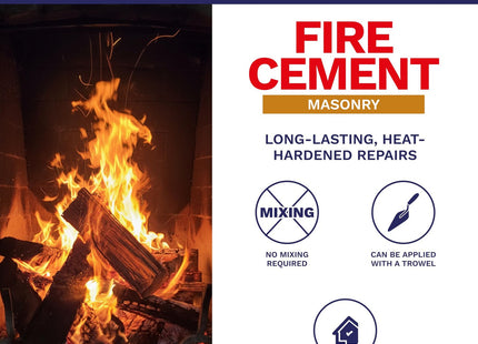 Bostik Fire Cement - Heat Resistant Repair Compound for Fireplaces, Flues & Stoves - Buff Colour - Ready Mixed - Up to 1400�C - 1kg Tub