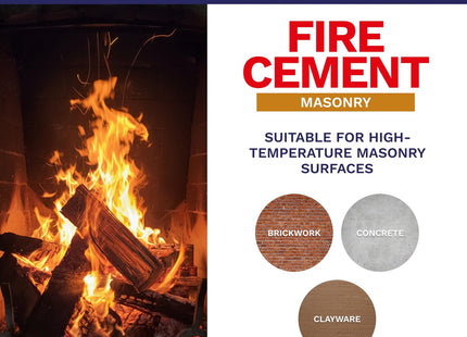 Bostik Fire Cement - Heat Resistant Repair Compound for Fireplaces, Flues & Stoves - Buff Colour - Ready Mixed - Up to 1400�C - 1kg Tub