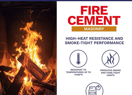Bostik Fire Cement Heat Resistant Repair Compound for Fireplaces Buff - 2kg Tub - Flues & Stoves - Ready Mixed - Up to 1400�C