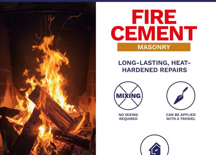 Bostik Fire Cement Heat Resistant Repair Compound for Fireplaces Buff - 2kg Tub - Flues & Stoves - Ready Mixed - Up to 1400�C